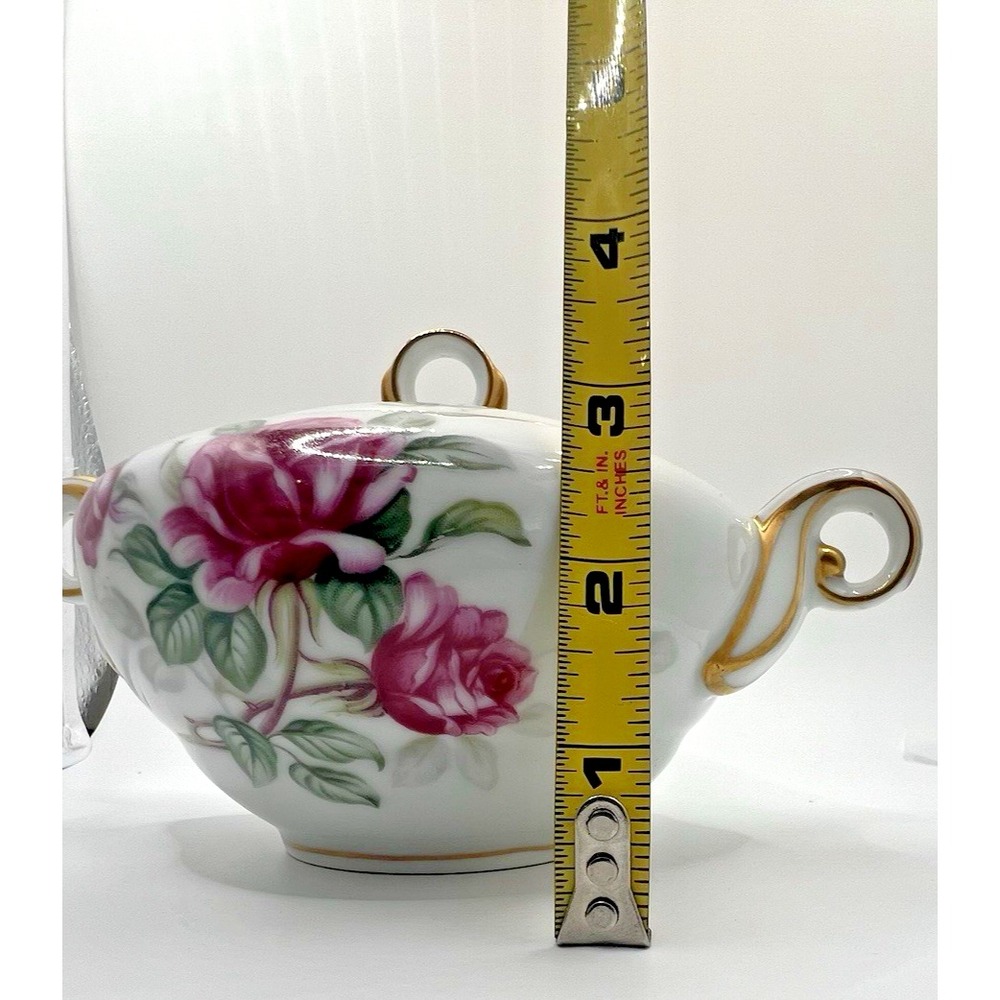 Wentworth China Cameo Rose Creamer and Covered Sugar Bowl Eterna Shape Gold Trim - Picture 11 of 16